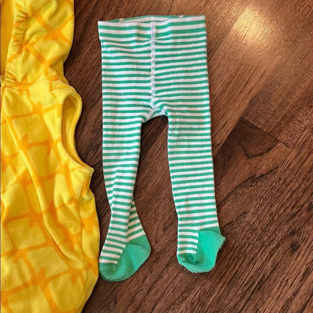 Carter's Yellow Pineapple Hooded Costume with Footed Stripe Tights 18 Months